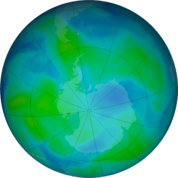 Antarctic ozone map for 22 February 2024